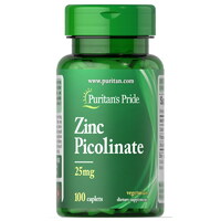Витамины и минералы Puritan's Pride Zinc Picolinate 25 mg, 100 каплет